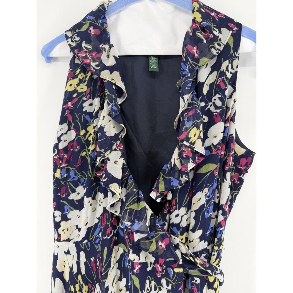 LAUREN RALPH LAUREN $129 Floral Ruffle Lined Sleeveless True Wrap Dress Size 6 - Picture 7 of 10